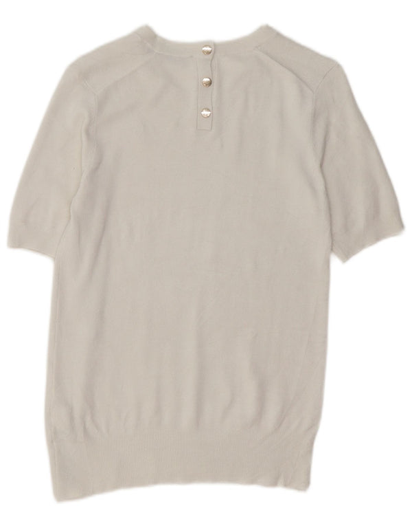 Zara Dame Kortærmet Boat Neck Jumper Sweater UK 12 Medium White