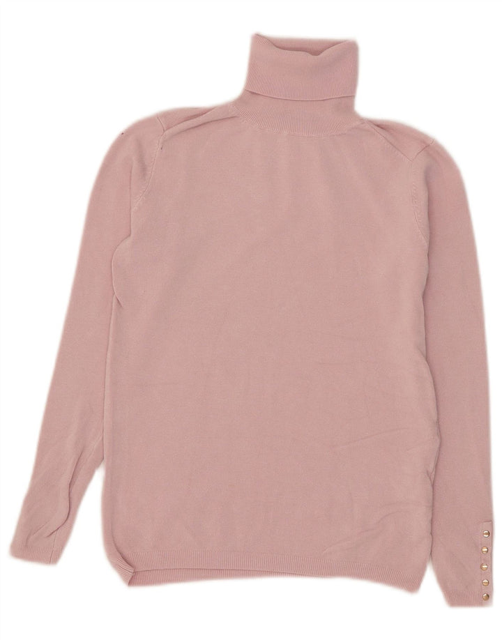 Zara Dame Roll Neck Jumper Sweater UK 10 Small Pink Viscose