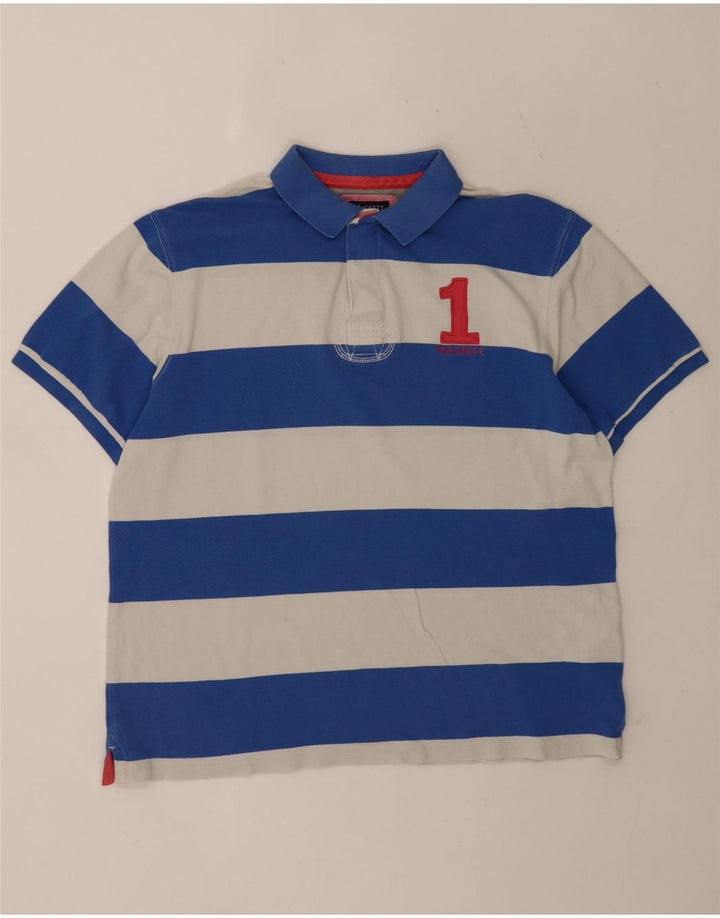 Hackett herre skræddersyet pasform poloshirt 2XL blå stribet bomuld