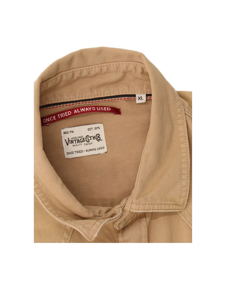 JACK & JONES Mens Denim Shirt XL Beige Cotton Vintage Jack & Jones and Second-Hand Jack & Jones from Messina Hembry 