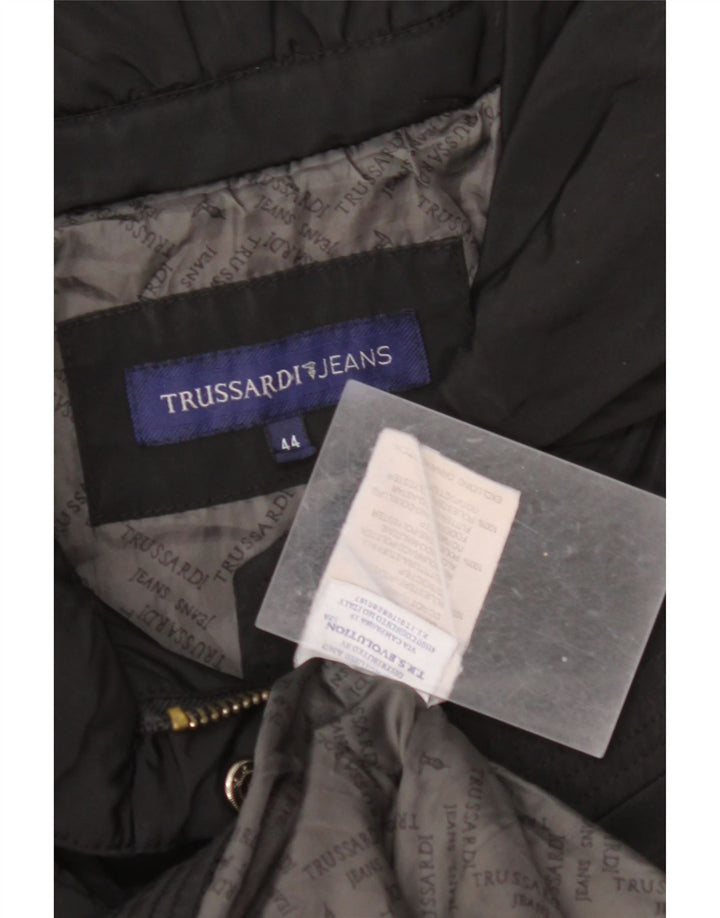 TRUSSARDI JEANS Dame Windbreaker Frakke IT 44 Medium Sort Polyester