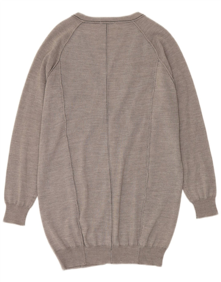 ICEBERG Womens Longline Cardigan Sweater UK 14 Medium Grey Uld