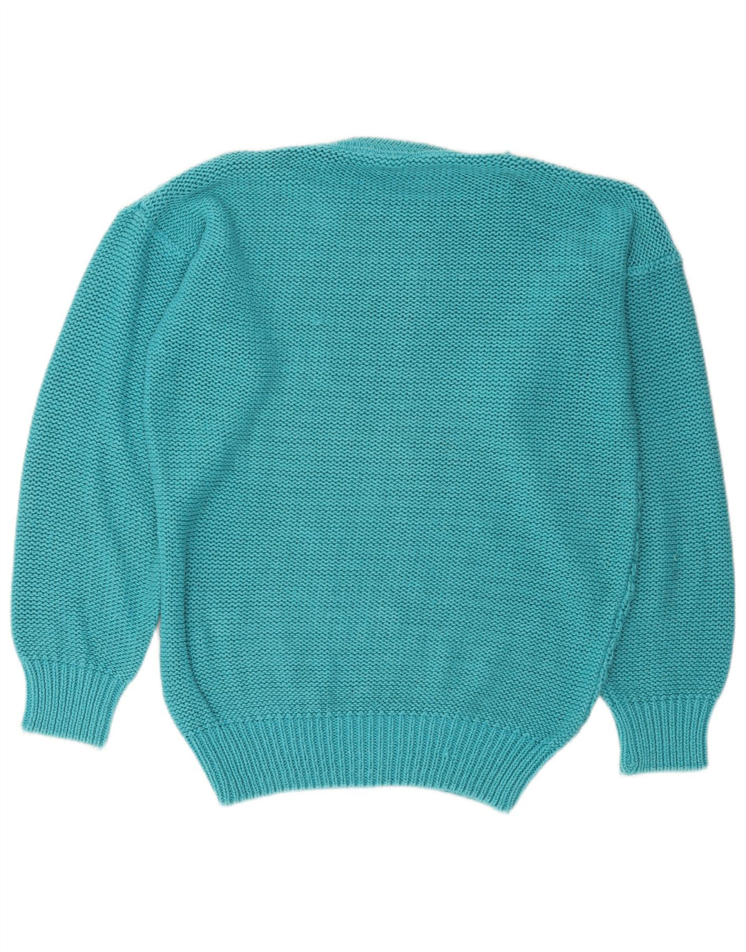 Vintage dame sweater med rund hals EU 36/38 mellemblå bomuld