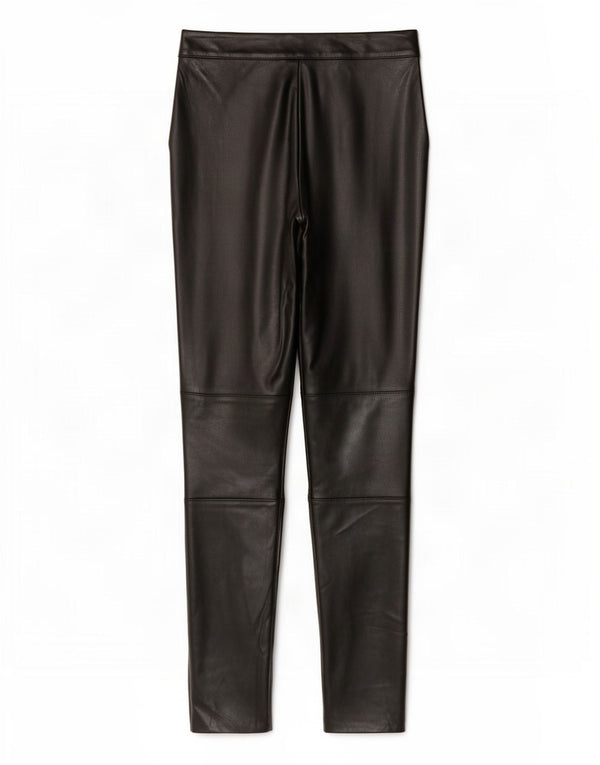 Zara Womens Faux Leather Leggings UK 4 XS Black Polyester