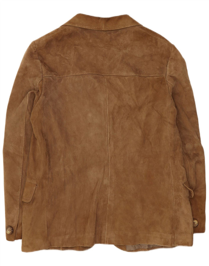 Samar Dame 4-knaps Ruskind Blazer Jacket UK 14 Medium Beige