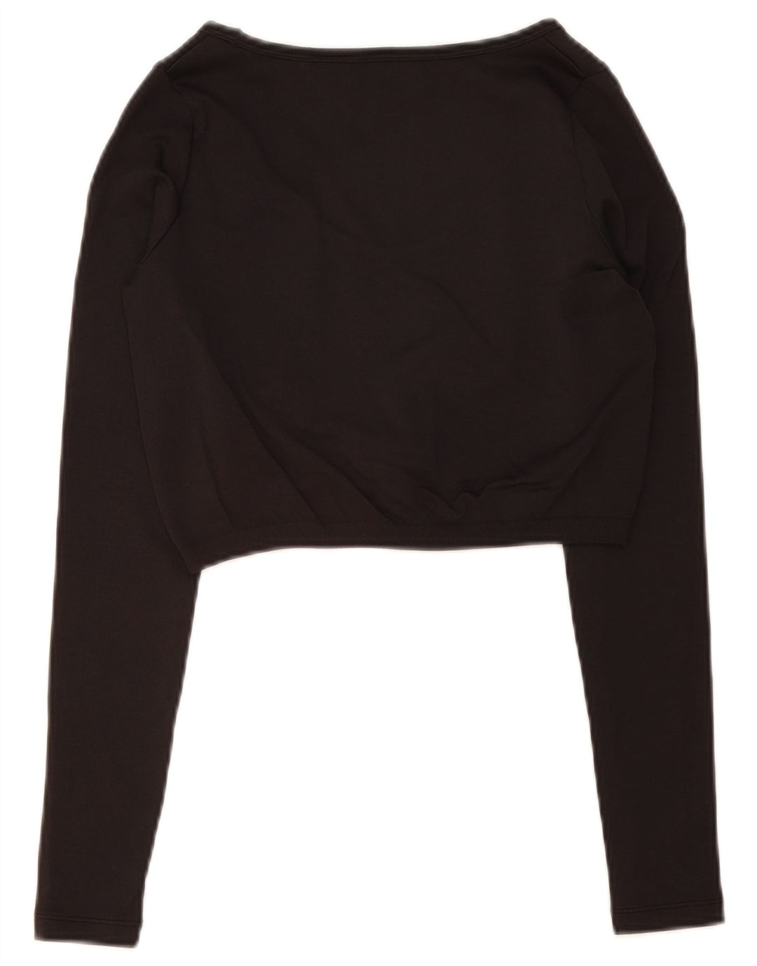 REEBOK Womens Crop Graphic Top Long Sleeve UK 12/14 Medium Black Nylon