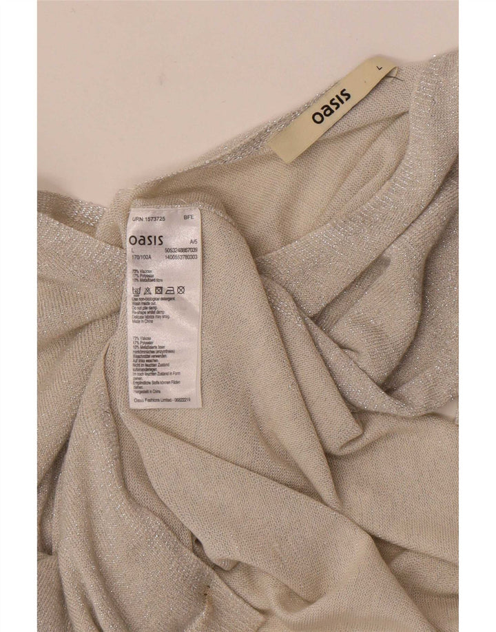 Oasis Dame Top Langærmet UK 16 Large Grå Flecked Viscose