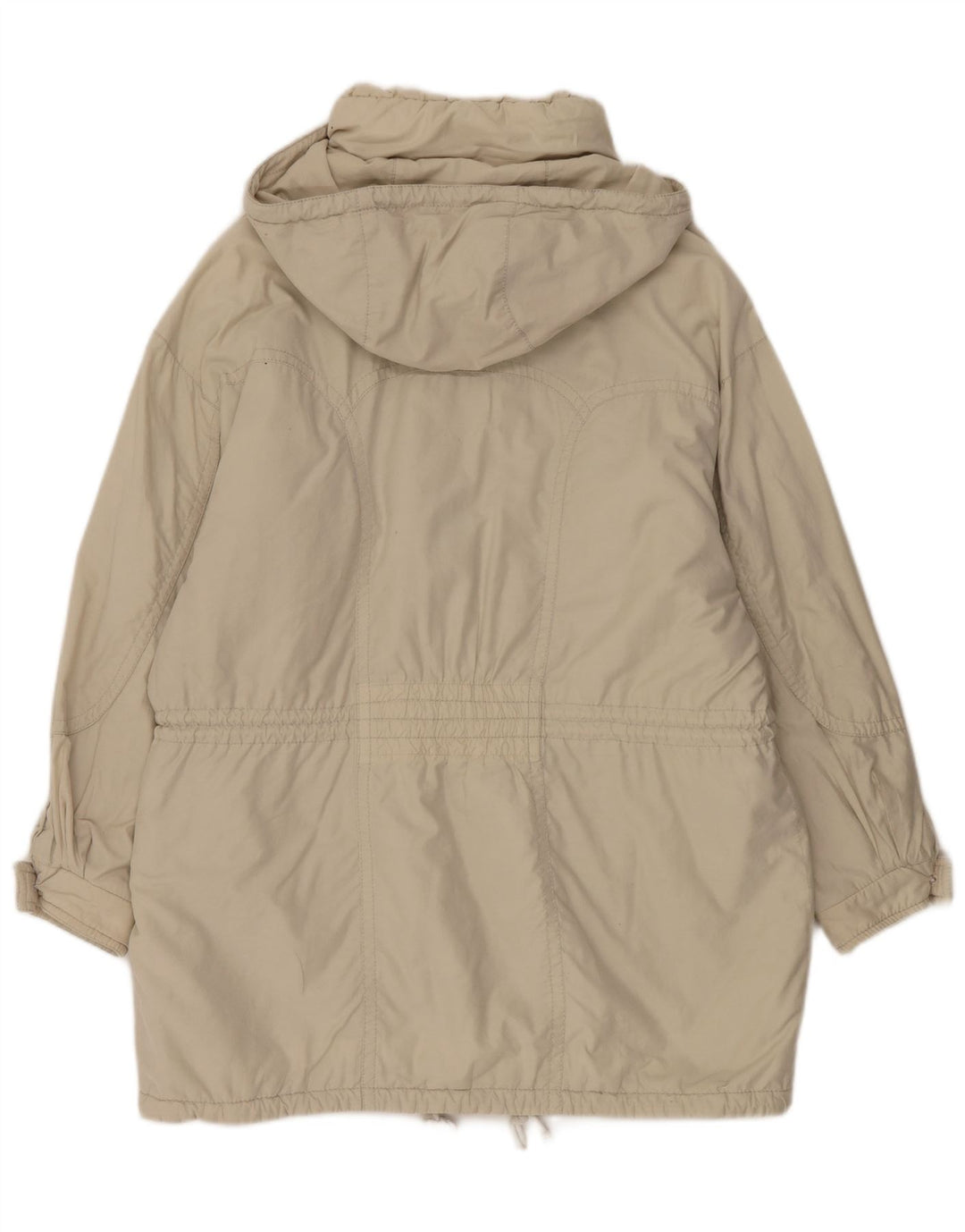Vintage Dame Hætte Oversized Windbreaker Coat EU 44 XL Beige Polyamid