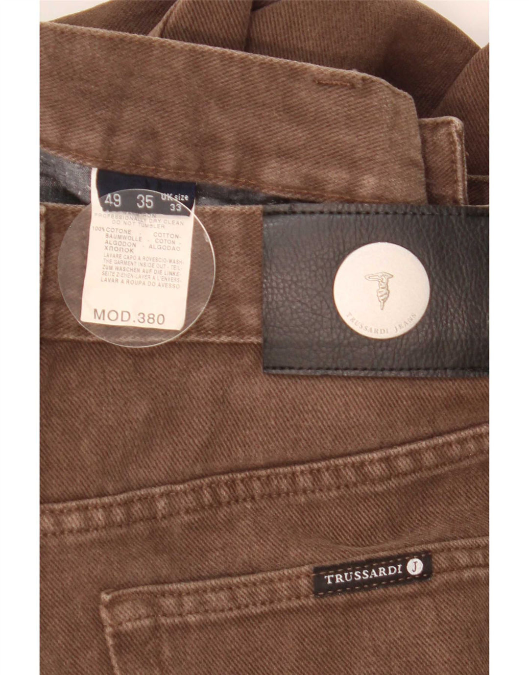 Trussardi Straight Jeans til mænd W33 L30 brun bomuld