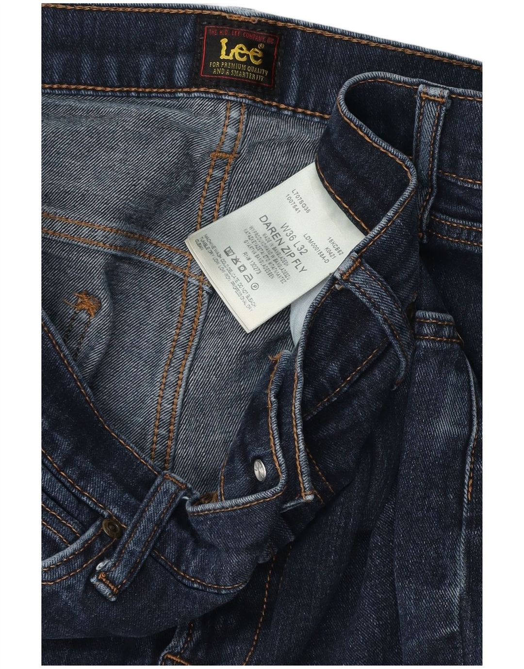 LEE Herre Daren Zip Fly Straight Jeans W36 L32 Blå Bomuld