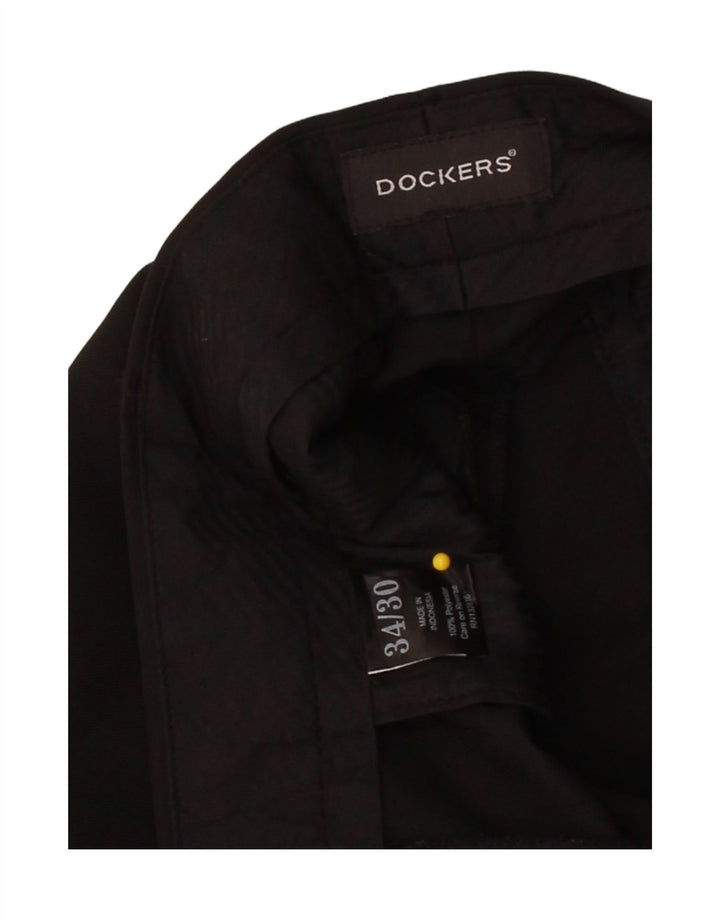 DOCKERS Mens Straight Suit Trousers W34 L30 Black Polyester Vintage Dockers and Second-Hand Dockers from Messina Hembry 