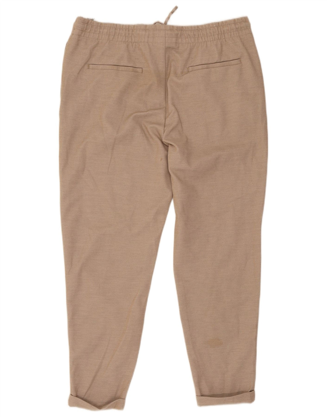 Zara Dame Slim Cropped Trousers XL W34 L26 Beige Polyester