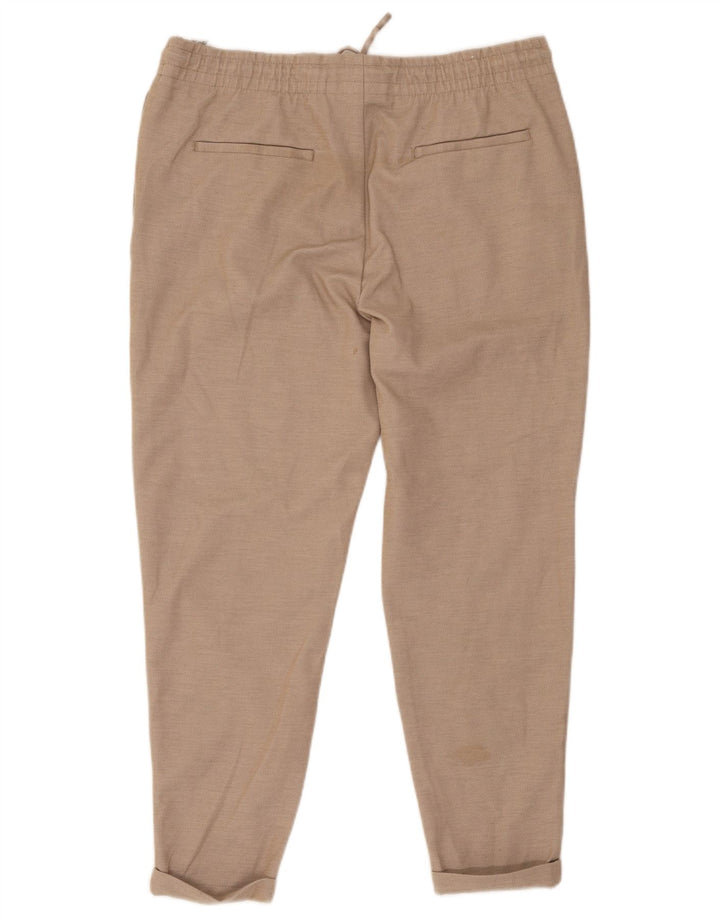 Zara Dame Slim Cropped Trousers XL W34 L26 Beige Polyester