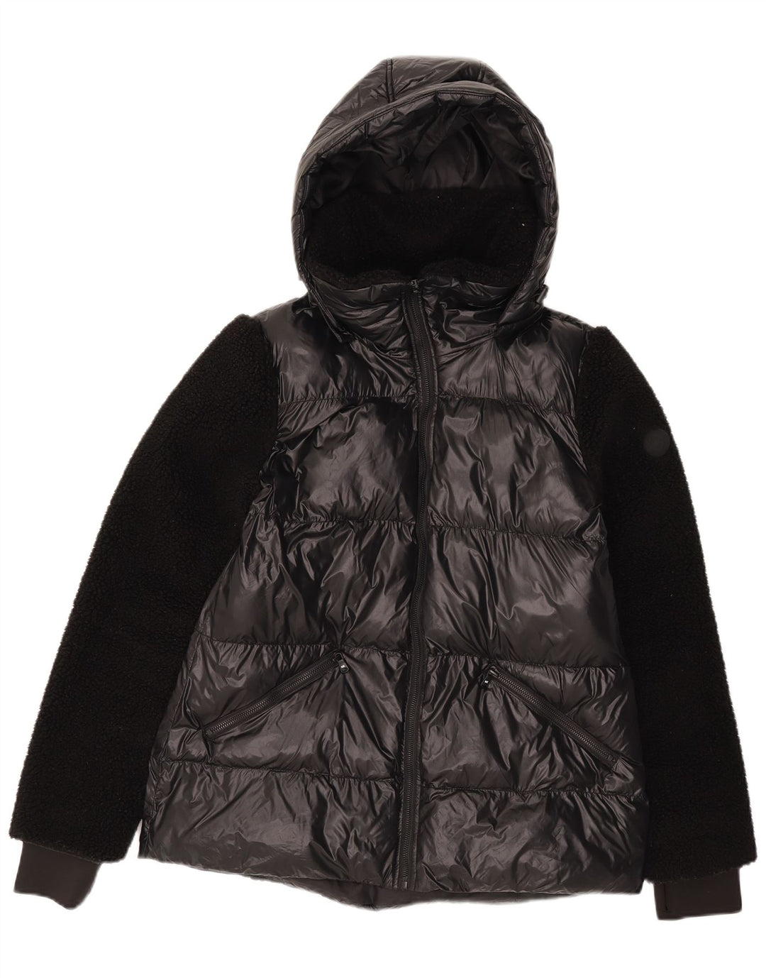Michael Kors Dame Hættejakke UK 14 Medium Sort Nylon