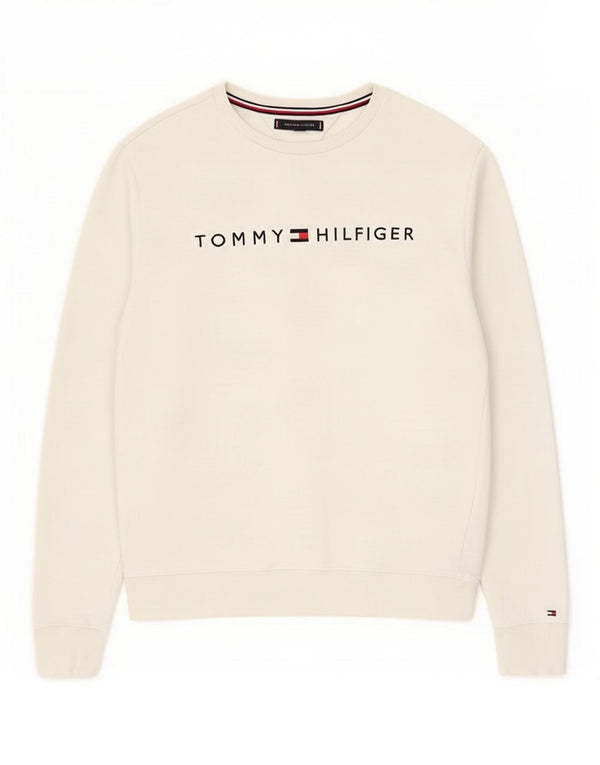 Tommy Hilfiger Herre Grafisk Sweatshirt Jumper Medium Hvid Bomuld