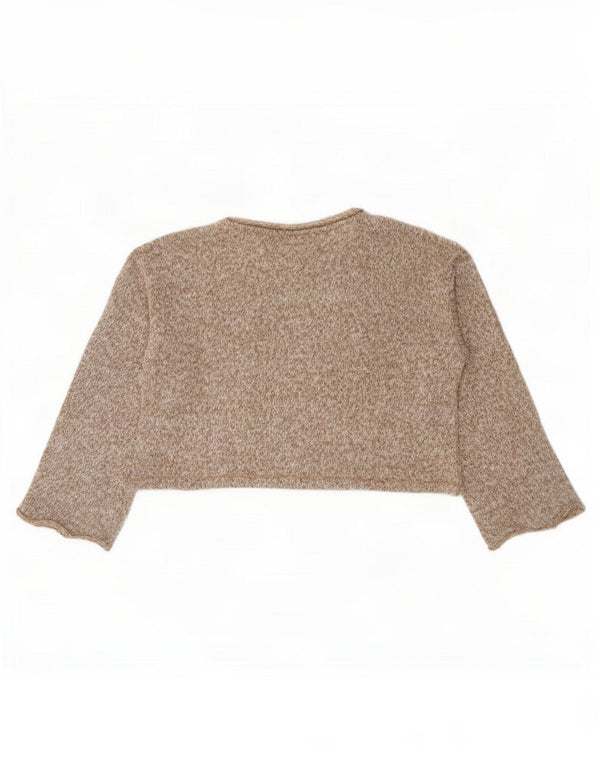 Zara Womens Crop Top Langærmet UK 14 Medium Brown Flecked