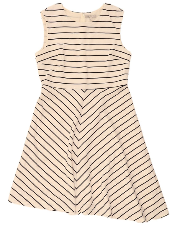 Marks & Spencer Dame Ærmeløs A-Line Kjole UK 16 Stor Beige Stribet