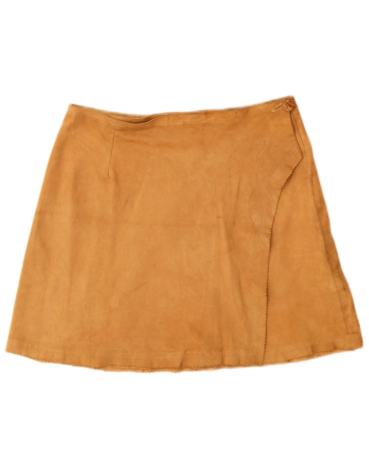 Stefanel Dame Ruskind Wrap Nederdel IT 44 Medium W28 Brunt Læder