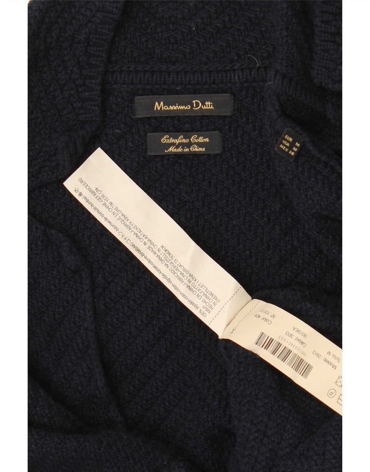 Massimo Dutti Herre Cardigan Sweater Medium Marineblå Bomuld