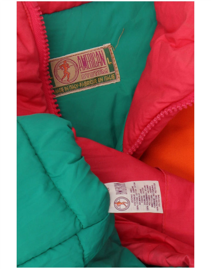 AMERICAN SYSTEM Womens Padded Jacket UK 16 Large Pink Colourblock