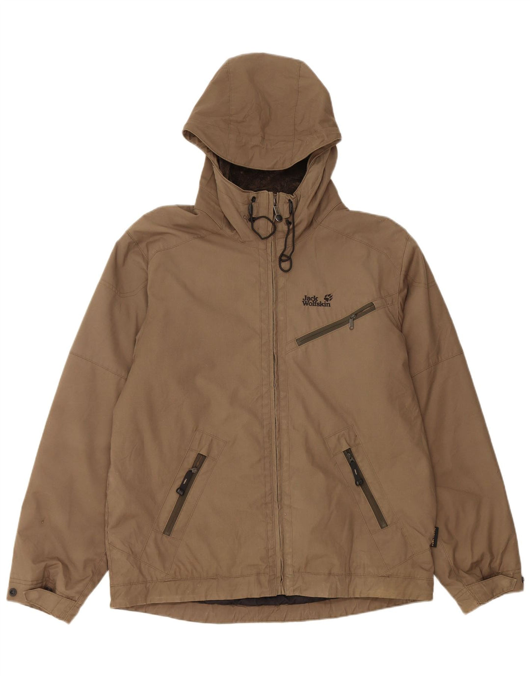 JACK WOLFSKIN Herre Hættevindjakke UK 40/42 Stor Khaki