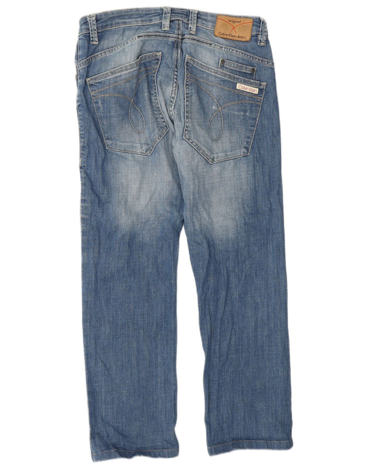 Calvin Klein Herre Distressed Straight Jeans W32 L28 Blå Bomuld