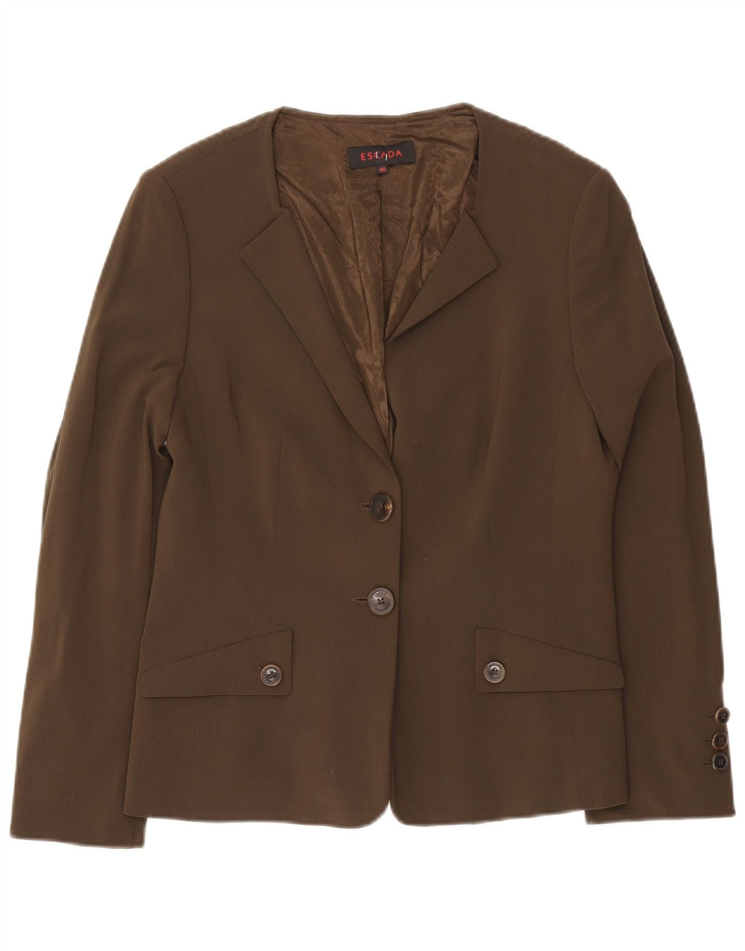 Escada Dame 2-knaps blazerjakke EU 40 Medium Brun Uld