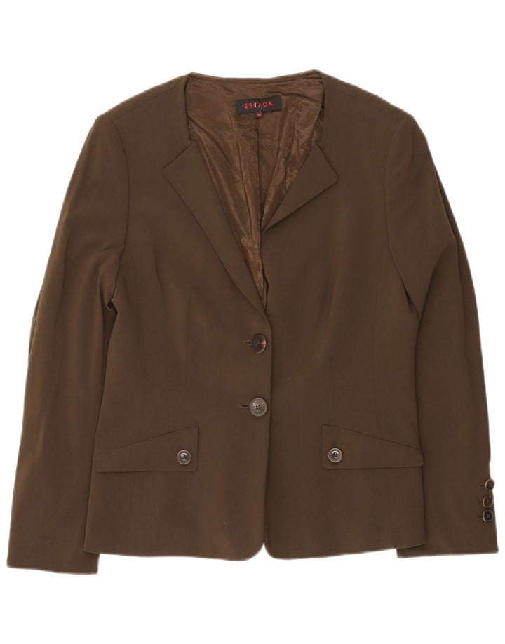 Escada Dame 2-knaps blazerjakke EU 40 Medium Brun Uld