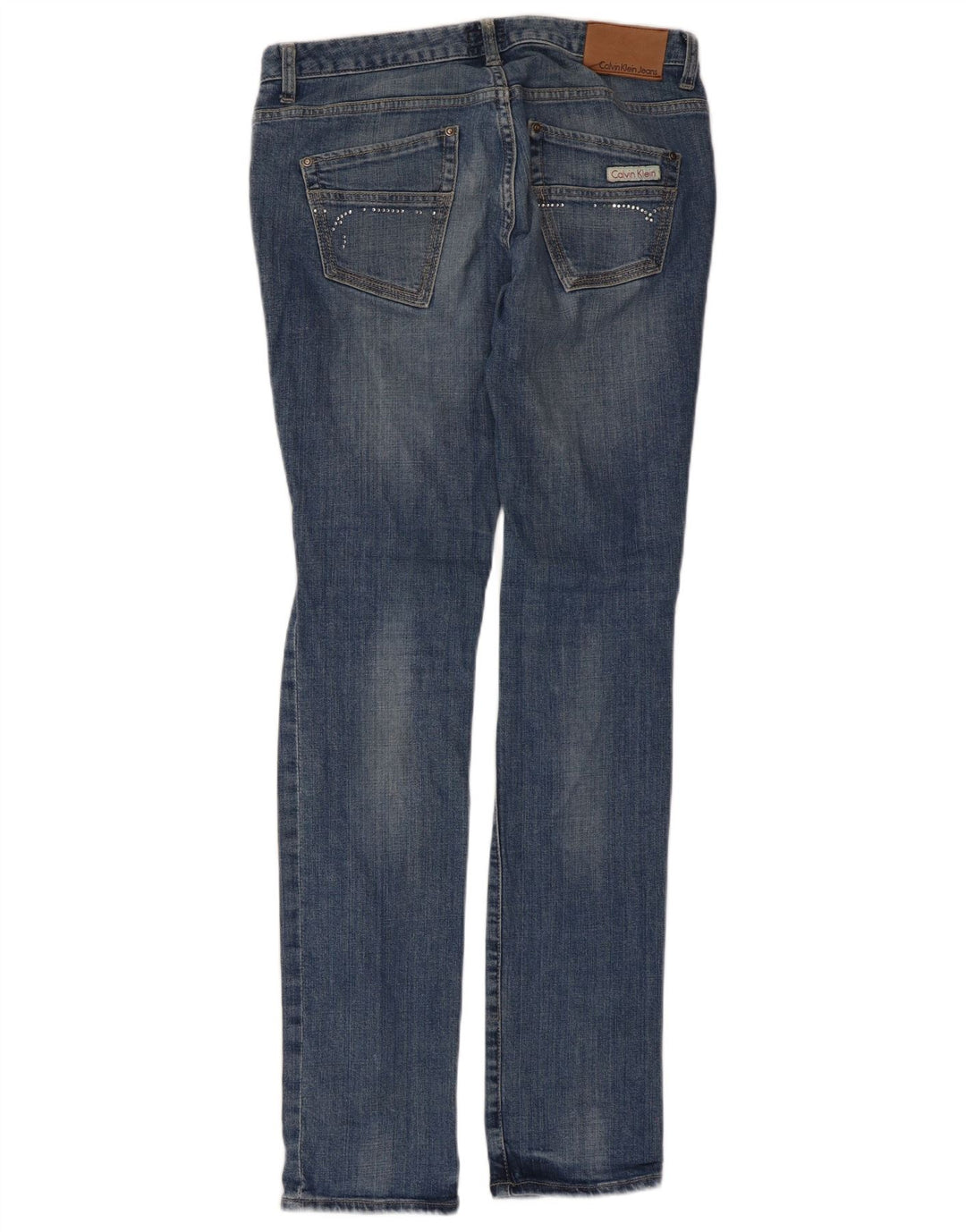Calvin Klein Dame Distressed Slim Jeans W30 L33 Blå Bomuld