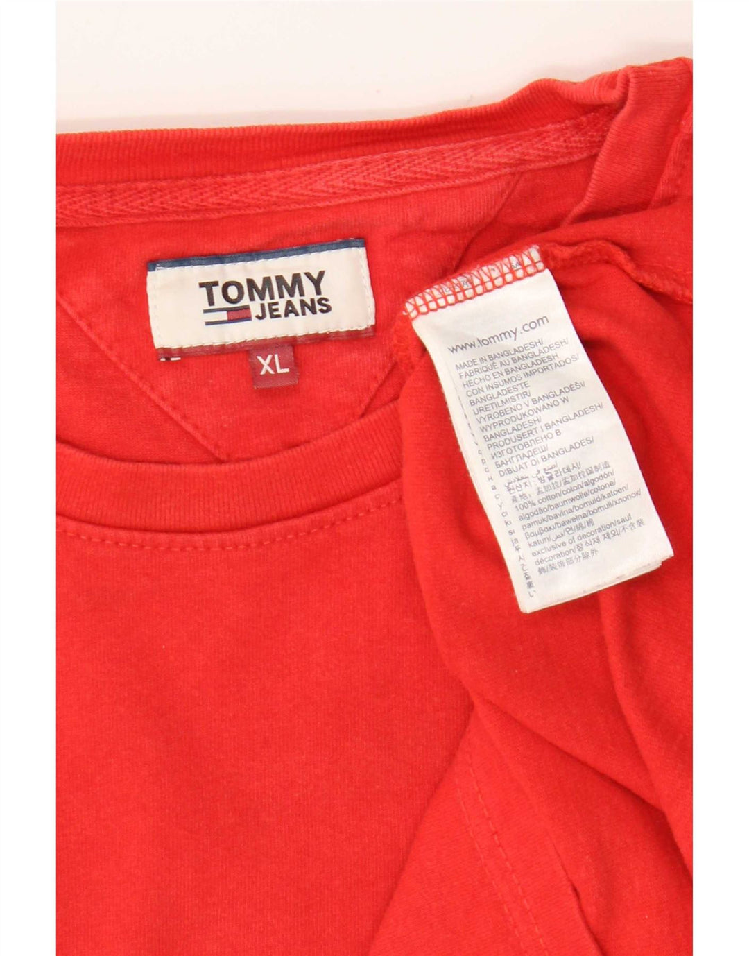 Tommy Hilfiger Herre T-Shirt Top XL Rød Bomuld