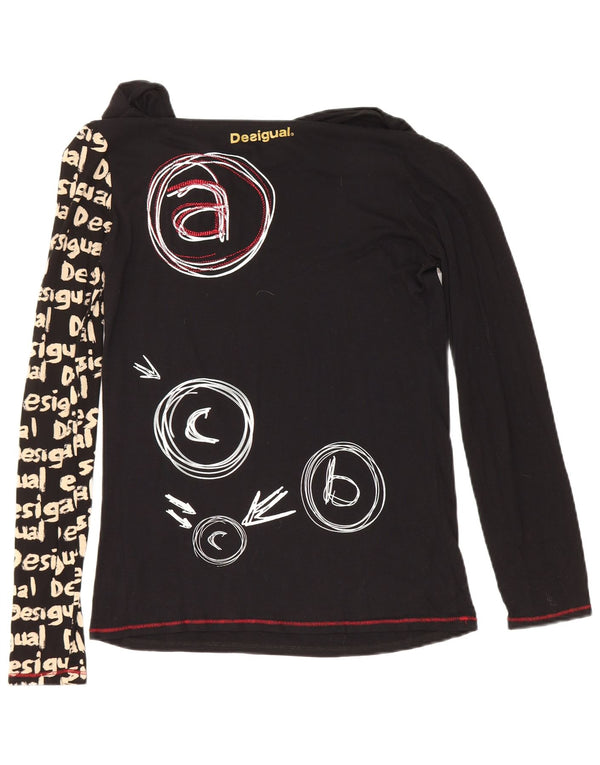 Desigual Dame Grafisk Top Langærmet UK 12 Medium Sort