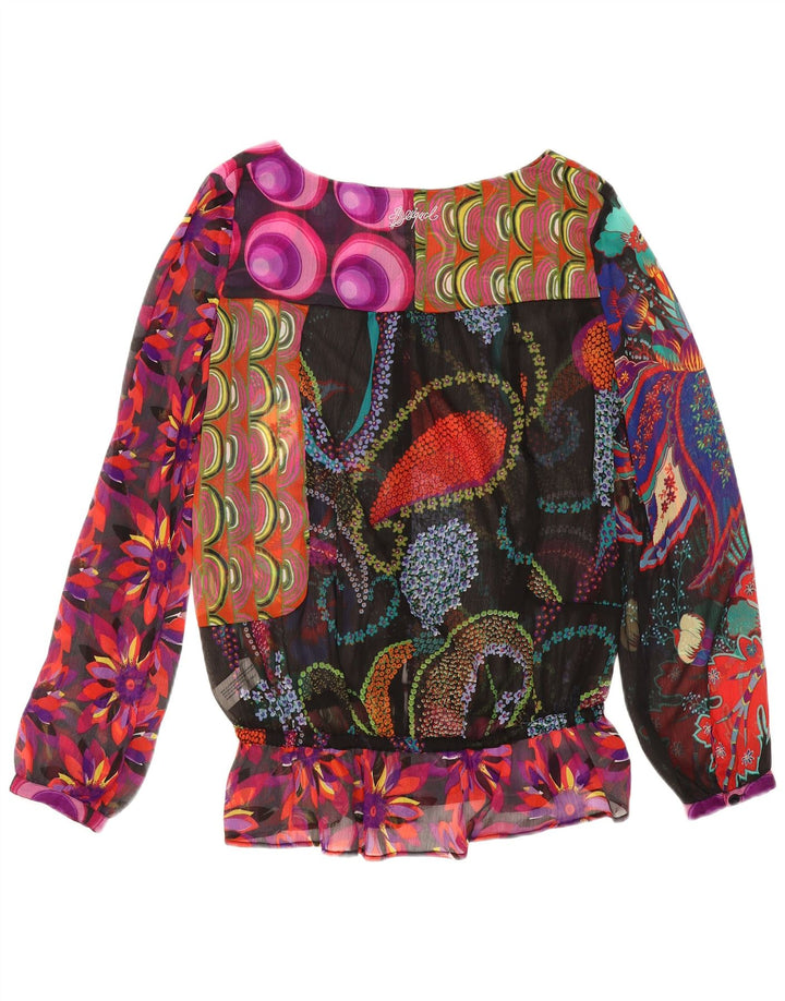 Desigual kvinders abstrakt mønster bluse Top UK 18 XL Flerfarvet
