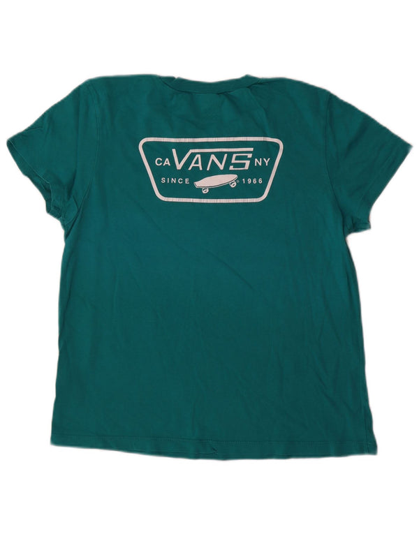 Vans Grafisk T-Shirt Top UK 12 Medium Grøn Bomuld