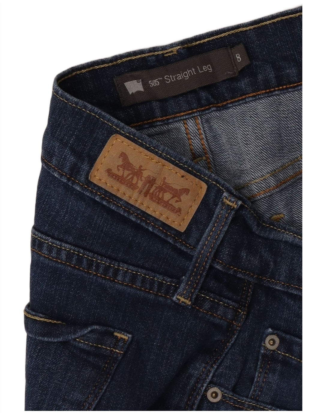 Levi's Dame 505 lige jeans US 8 Medium W29 L30 Blå Bomuld
