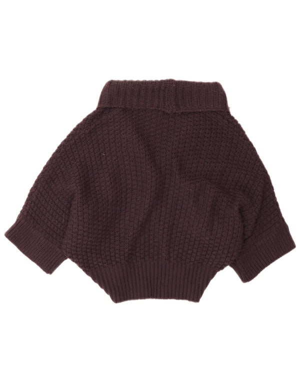 Zara Womens Crop Kortærmet Cardigan Sweater UK 14 Medium Lilla Akryl