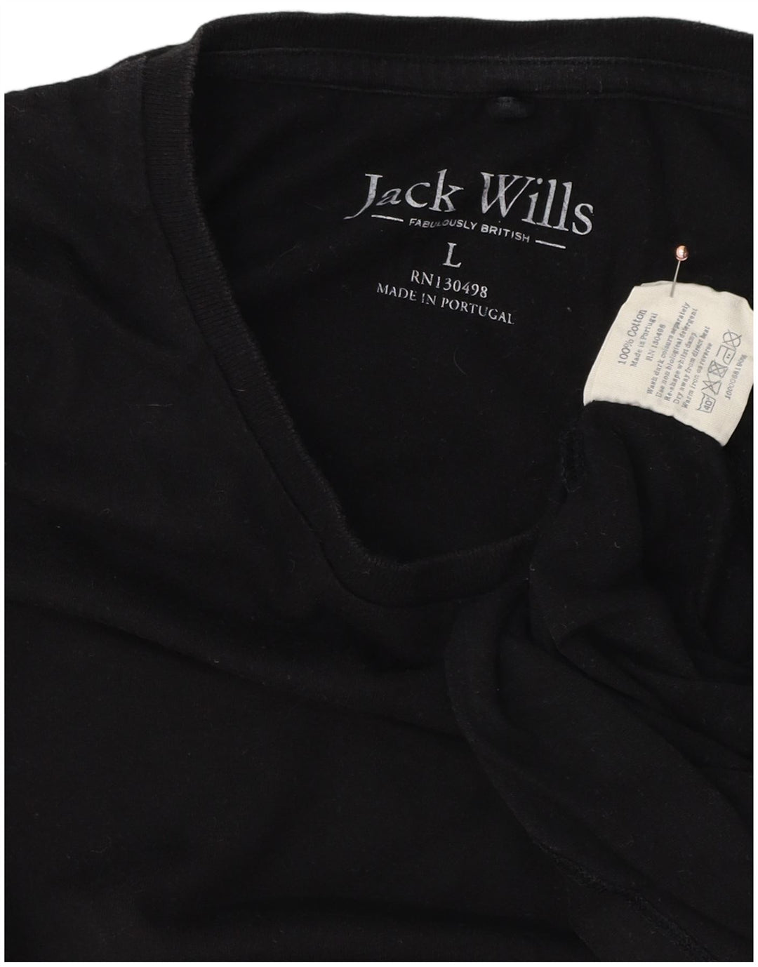 JACK WILLS Herre T-Shirt Top Stor Sort Bomuld