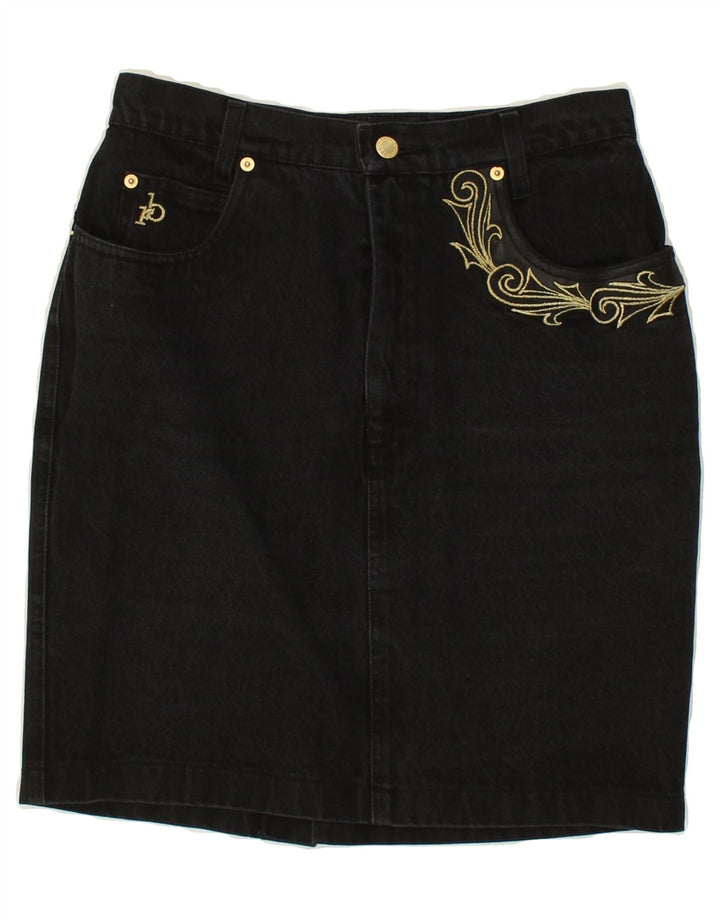 ROCCOBAROCCO Womens Graphic Denim Skirt W28 Medium  Black Cotton Vintage Roccobarocco and Second-Hand Roccobarocco from Messina Hembry 