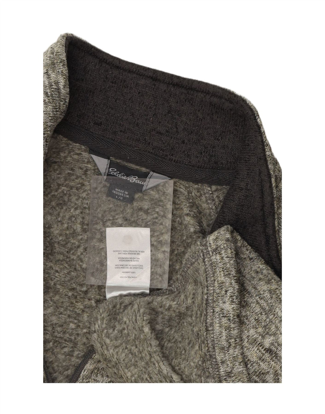 EDDIE BAUER Mens Zip Neck Sweatshirt Jumper Large Grey Flecked Polyester Vintage Eddie Bauer and Second-Hand Eddie Bauer from Messina Hembry 
