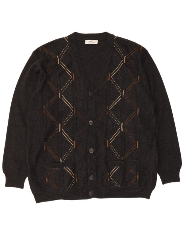 Bernardi Herre Cardigan Sweater IT 54 XL Grå Argyle/Diamond Wool