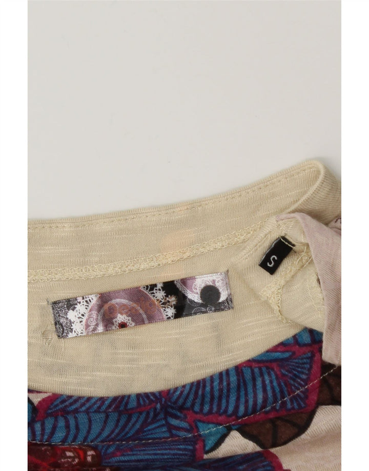 DESIGUAL Kvinders grafisk top 3/4 ærme UK 8 Small Multicolored Floral
