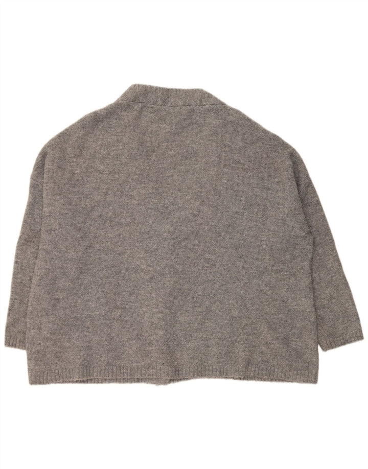 Zara Dame Oversized Cardigan Sweater UK 10 Small Grå Akryl