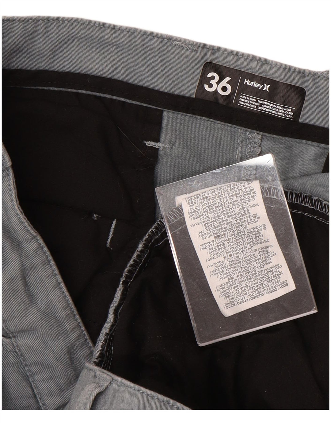 HURLEY Straight Chino-bukser til mænd W36 L32 Grå bomuld