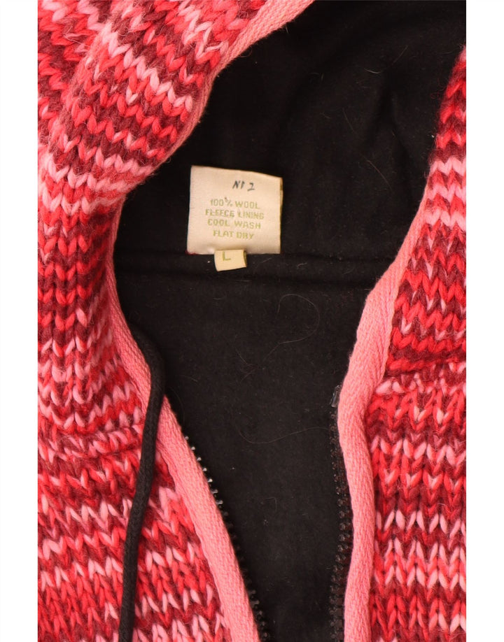 VINTAGE Dame hætte cardigan sweater UK 16 Large Red Flecked Wool