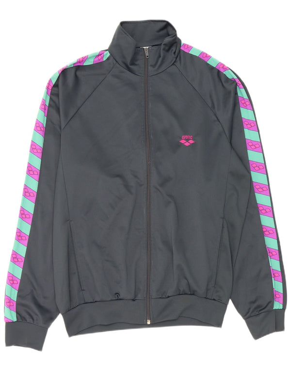 Arena Mens Graphic Tracksuit Top Jacket Medium Grey Colourblock