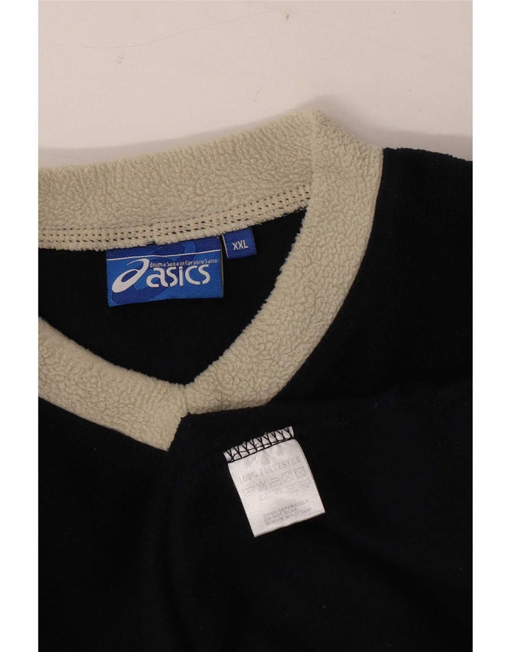 Asics Fleece Jumper til mænd 2XL Marineblå Colourblock Polyester
