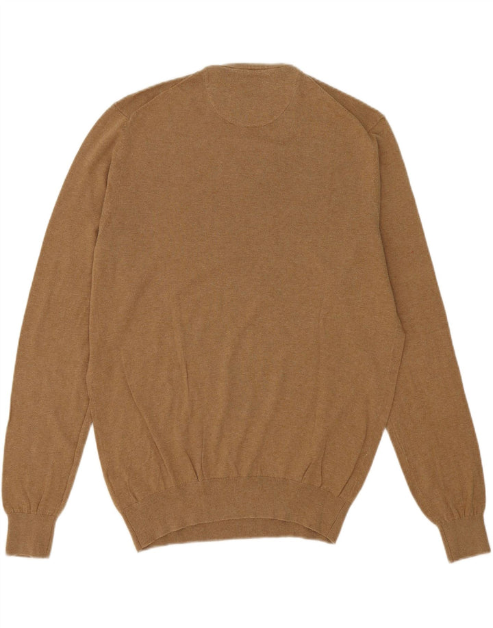 MASSIMO DUTTI Mens V-Neck Jumper Sweater Large Brown Cotton Vintage Massimo Dutti and Second-Hand Massimo Dutti from Messina Hembry 