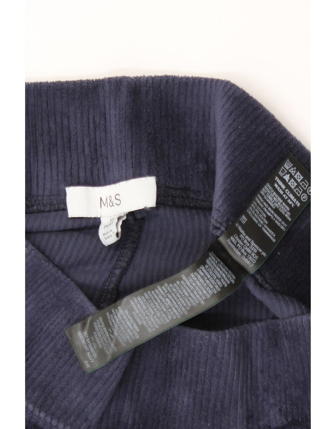 Marks & Spencer Dame Velour Leggings UK 12 Medium Navy Blue Bomuld