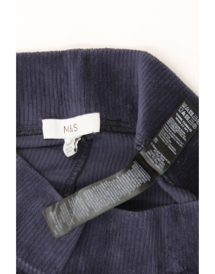 Marks & Spencer Dame Velour Leggings UK 12 Medium Navy Blue Bomuld