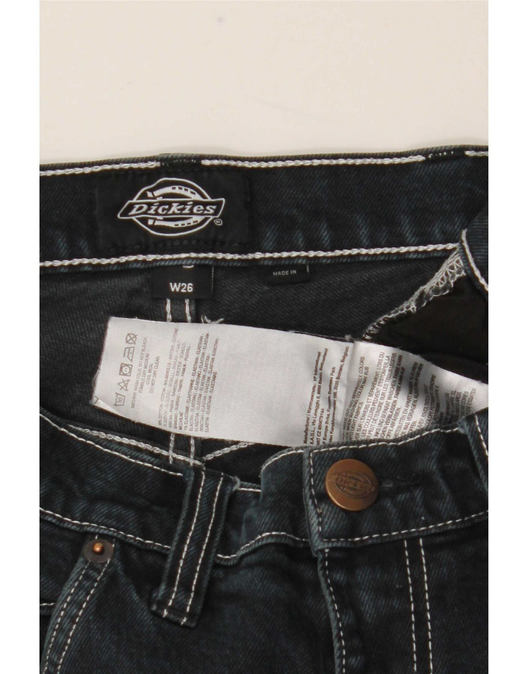 Dickies Herre Cargo Slim Jeans W26 L28 Sort Bomuld