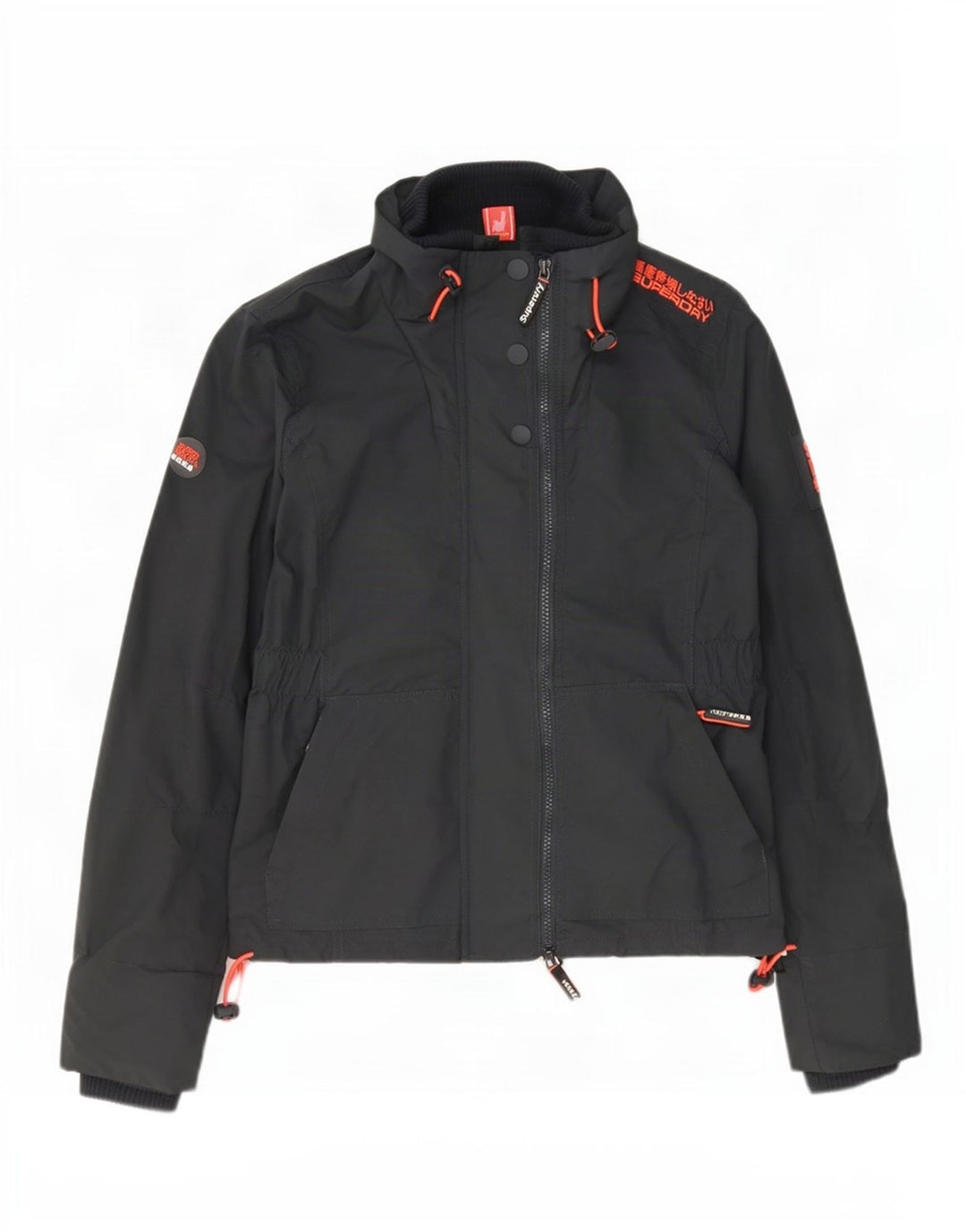 Superdry grafisk regnjakke til kvinder UK 14 mellemgrå nylon